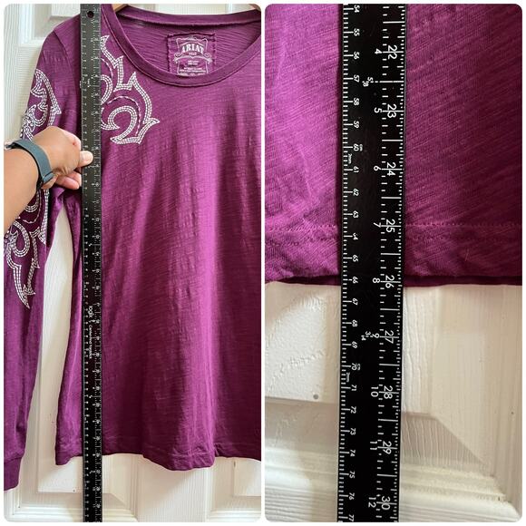 Ariat Purple Bling Cross Embellishment Long Sleeve Tee Shirt Size Small - Picture 9 of 12
